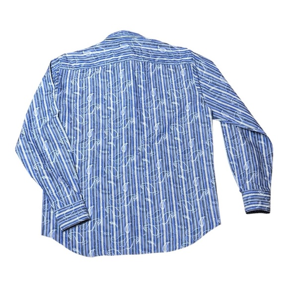 NWOT Bugatchi Uomo Shaped Fit Swirl Stripe Button-Up Shirt Casual Luxe Size XL - Picture 3 of 10